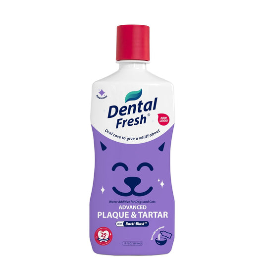 Dental Fresh Plaque & Tartar Control Water Additive for Dogs & Cats – Helps Support Clean Teeth, Healthy Gums & Fresh Breath – Advanced Formula Oral Care, 17 fl oz