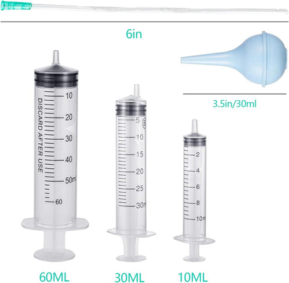 9-Piece Puppy Tube Feeding Kit – Includes 5 Feeding Tubes, 3 Syringes (10ml, 30ml, 60ml) & 1 Bulb Syringe – Ideal for Small Pets, Kittens, Lambs & Whelping Care