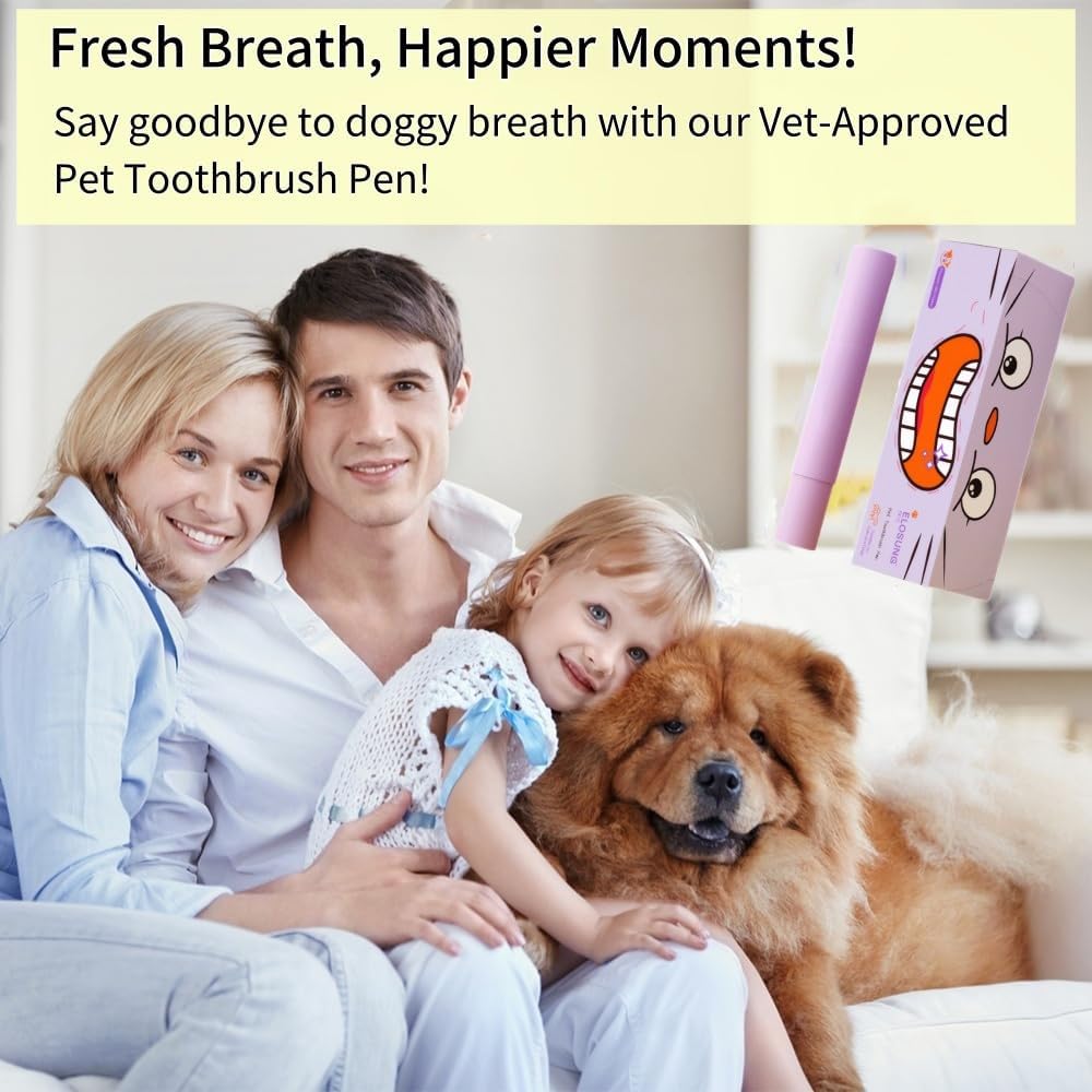 Pet Toothbrush Pen & Oral Repair Gel for Dogs & Cats – Teeth Cleaning Pen, Natural Plant Substance Tartar Remover for Repairing Pets' Teeth (1pcs)