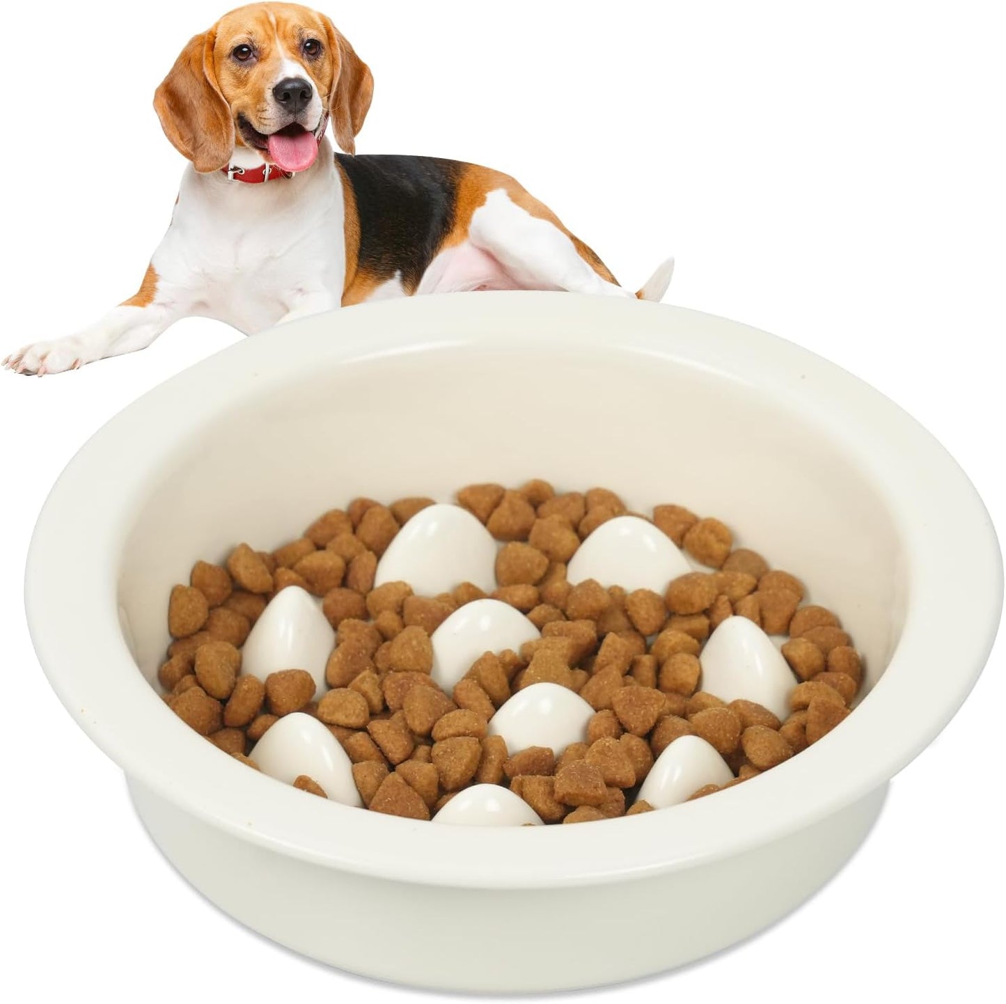 Ceramic Slow Feeder Dog Bowl 6.3inch Dog Food Dish Anti-Choking Puzzle Dogs Food Bowls Pet Slow Feeders Slows Down Eating Bloat Stop for Medium and Small Dogs and Cats