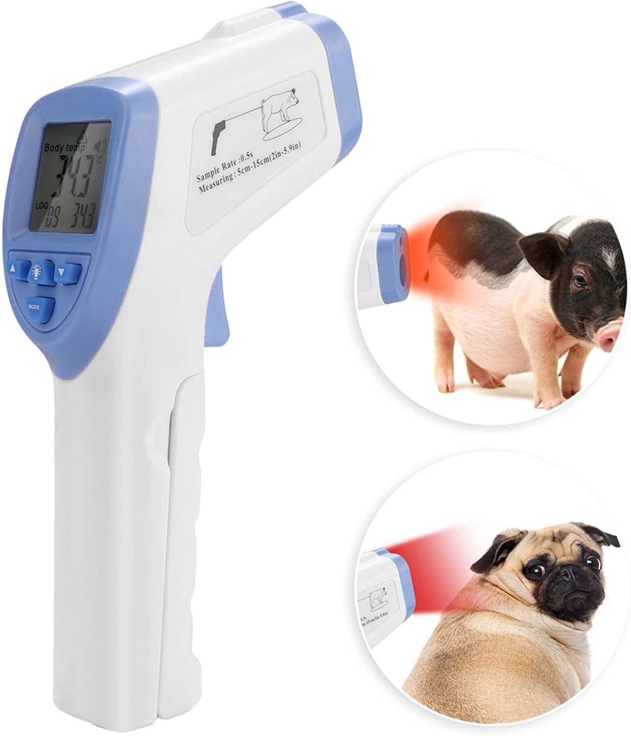 Animal Thermometer, Digital Veterinary Thermometer Pet Thermometer for Dogs Pigs Sheep Horses Puppies with LED Display Memory Infrared Accuracy