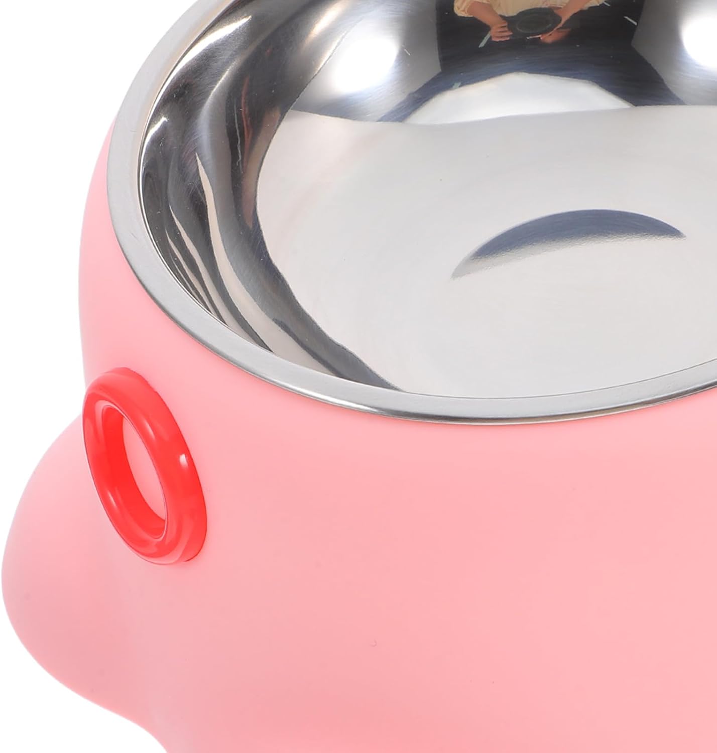 ERINGOGO Stainless Steel Cat Feeding Bowl Non-Tipping Pet Water Dish Portable Dog Food Tray Peach Pink for Home and Travel Use