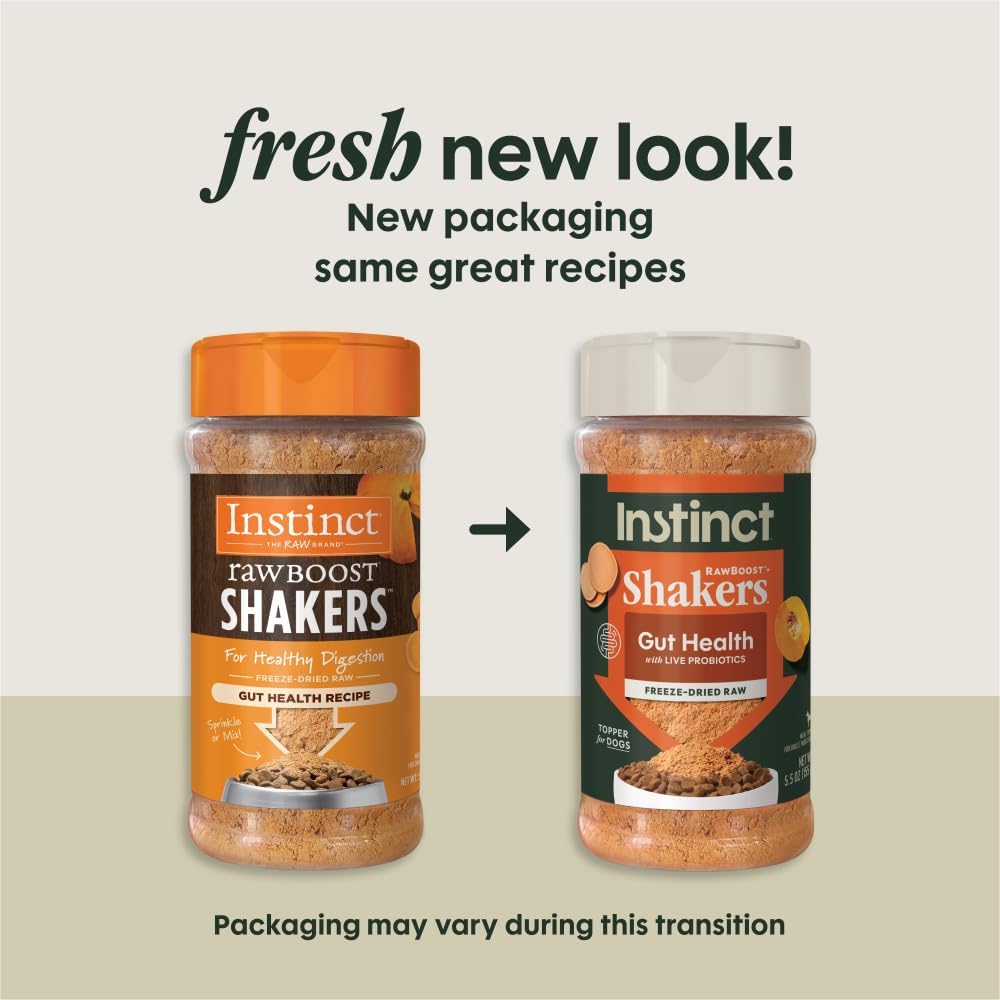 Instinct Raw Boost Shakers, Freeze-Dried Powder, Dog Food Topper, Chicken - Gut Health, 5.5 oz. Bottle