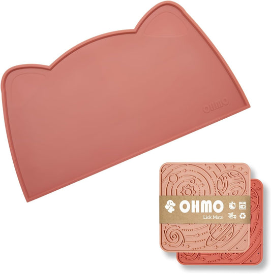 OHMO Pet Food Mat（Erythrinus） and Lick Mat for Dogs Cats（Mars&Coral）