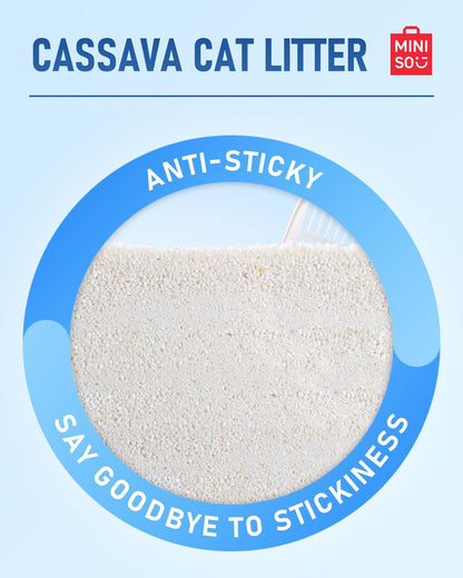MINISO Clumping Cat Litter, Tofu+Bentonite+Cassava, Odor Control, Rapid Clumping, Water Absorbent and Toilet Flushable, Multi-Cat, Original Style, 15.8lb (2 Pack of 7.9lb Bags)