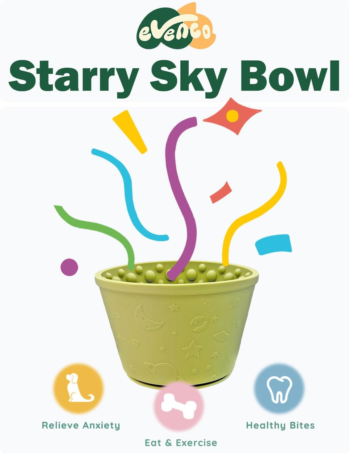 Slow Feeder Bowl Bundle: Brown 4in1 Licking mat (15.75" x 10.5" x 1.2") + Green Starry Sky Feeder (4.3" x 2.9"), Silicone Lick mat with Suction Cups for Slow Eating and Keep Busy