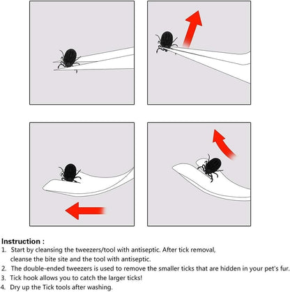 3 Pack Tick Remover Tool Set Stainless Steel Tick Remover Kit for Cats and Dogs