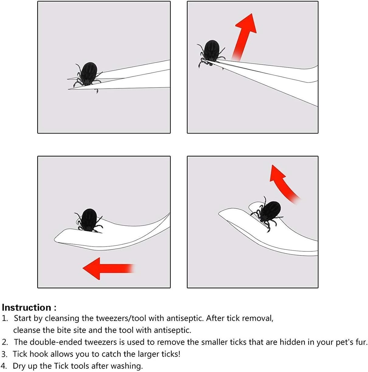 3 Pack Tick Remover Tool Set Stainless Steel Tick Remover Kit for Cats and Dogs