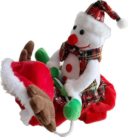 SEIS Snowman Dog Riding Costume X-mas Pet Clothes Cowboy Rider Horse Funny Elk Antlers Cat Apparel Christmas Clothing for Small Medium Large Dogs (X-Large)