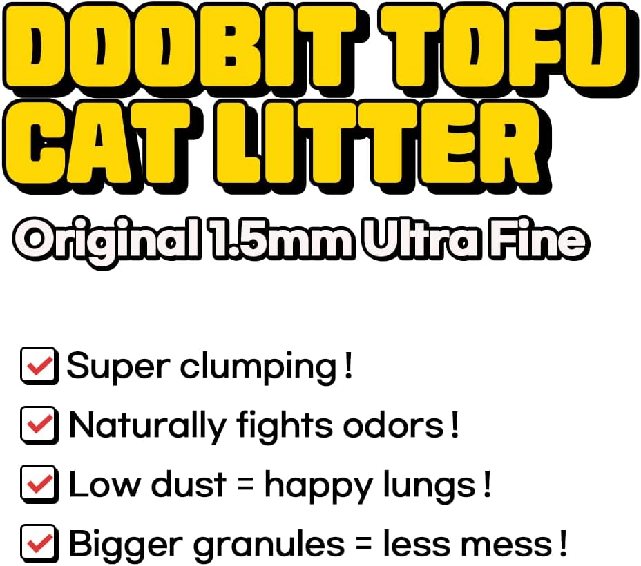 from Korea, Clumping Litter, Cat Tofu Litter,Non Toxic Low Tracking,1.5mm Fine Cut,Solubility in Water,Ultra Absorbent, Really Dust-Free,I'm Gonna Pee(5.7lb x 4pack)