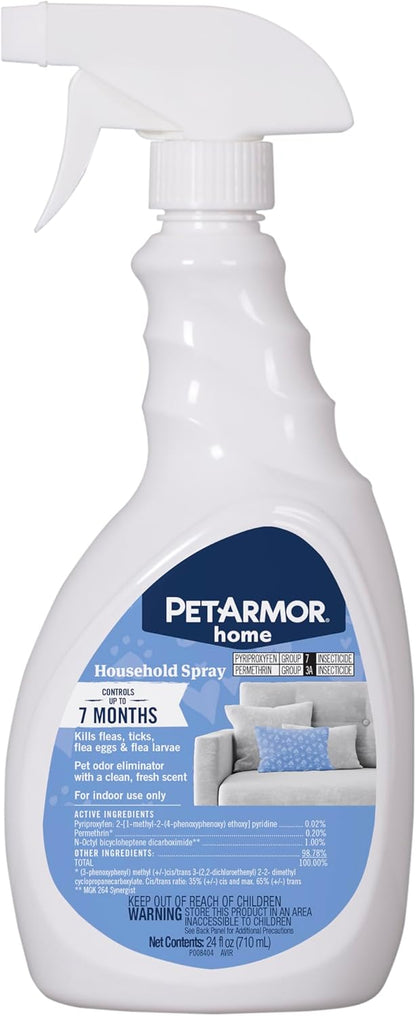 PETARMOR Home Household Spray for Fleas and Ticks, Flea Treatment for Home, Prevents Flea and Tick Re-Infestations for Cats and Dogs, Treats Carpet, Furniture, and More, 24 Ounce