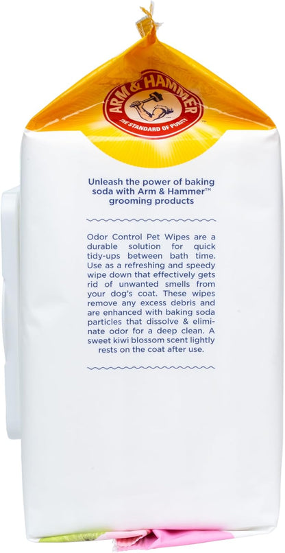 Arm & Hammer for Pets Odor Control Wipes for Dogs, Best Odor Eliminating Waterless Cleaning for Dogs & Puppies | Kiwi Blossom Scent, 100 Count - 3 Pack