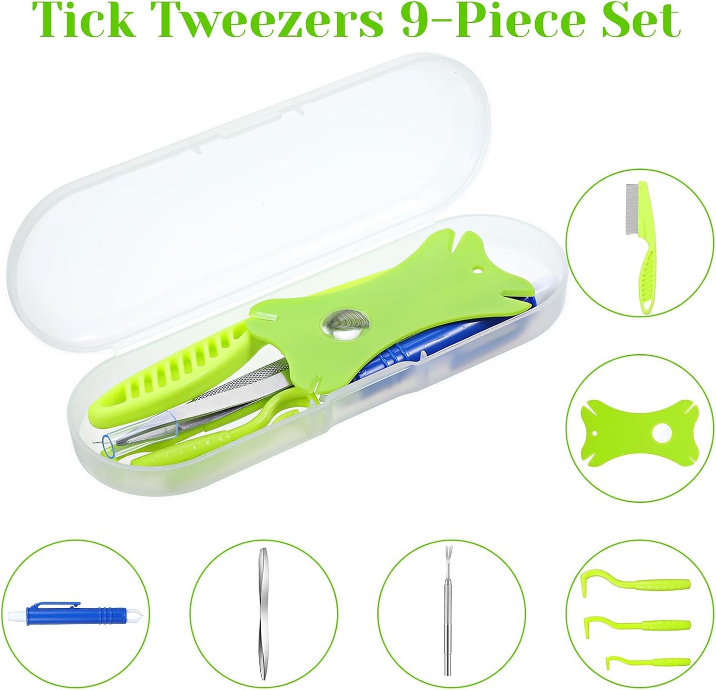 Tick Removal Tool For Dogs 8 In 1 With Storage Box Flea Comb Kit With Tweezers Stainless Steel Tick Tweezers Dog Grooming Combs Cat Comb For Removing Tangles And Knots For Dogs Cats Tick Flea Comb