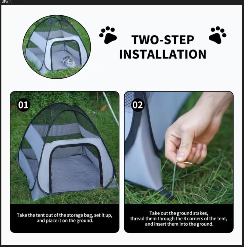 Outdoor Cat Cages Indoor House & Outdoor Cat Enclosure - Portable Pop Up Kennel Tent with Breathable Mesh, Survival Kit for Cats, Small Animal Cage for Rabbits, Turtles & Puppies