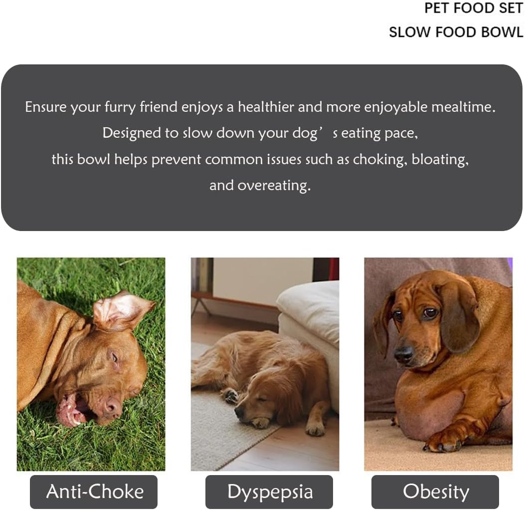 Fermus Metal Dog Slow Feeder Bowl, Stainless Steel Anti-Choke Slow Eating Pet Bowl for Dogs, Fun Interactive Design