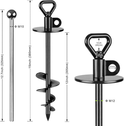 SELEWARE Dog Tie Out Stake Outdoor Anti-Rust Ground Anchor for Large Dogs up to 220 lbs, Free Swivel Dog Stake Dog Camping Gear Twist Rod Included