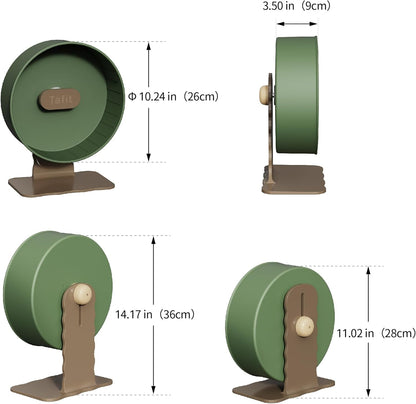 Quiet Hamster Wheel 10.2 Inch Dual-Bearings Silent Small Animals Running Exercise Wheel Height Adjustable for Syrian Hamsters, Gerbils, Rats, or Other Small Pets, Avocado Green