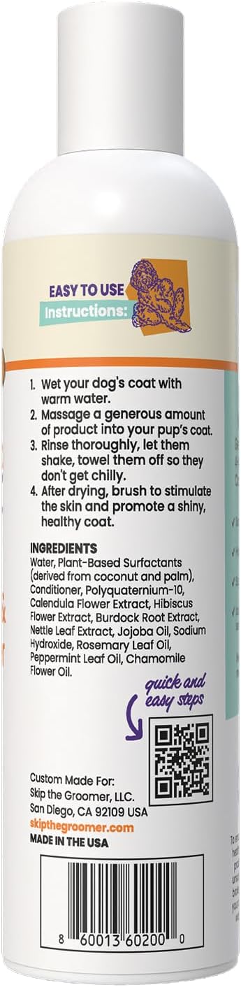 4-in-1 Dog Shampoo & Conditioner, Rosemary Mint, Cleans, Conditions, Detangles & Deodorizes, Natural, Vegan, Gentle Grooming for All Breeds & Coat Types 16 oz, Made in USA