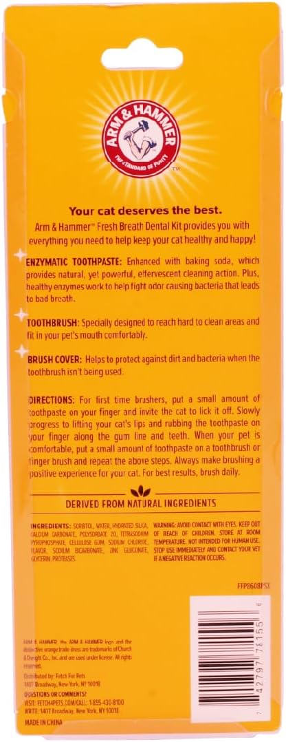 Arm & Hammer Cat Dental Kit - Toothbrush, Toothpaste and Oral Care for Kittens with Tuna and Fresh Mint Flavors