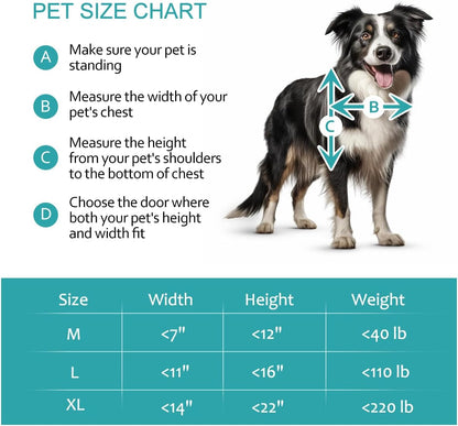 Dog Doors for Large Dogs, Energy Efficient French Dog Door with Aluminum Frame, Telescoping Tunnel, Magnetic Flaps and Sliding Lock Panel - XLarge