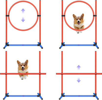 4-Set Dog Agility Training Equipment Course Backyard Set for Dogs, Dog Indoor Outdoor Backyard Agility Jumps Exercise Equipment