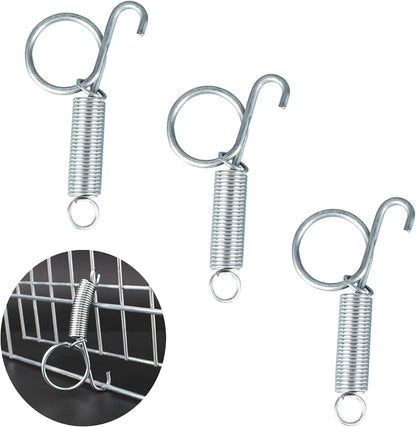 4pcs 75mm Metal Finger Spring Latch Hook, One-Handed Cage Door Spring Hooks, Large Cages Lock for Fixing Pet Cage Door,Bunnies, Rodents, Hamsters, Squirrels, Birds Cages Hook