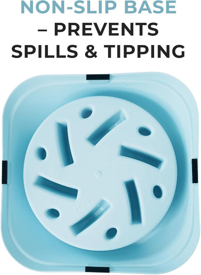 Slow Feeder Dog Bowl – 2 Cups, Non-Slip, Food-Safe Plastic, Easy-Clean Design for Medium & Large Dogs (Blue)