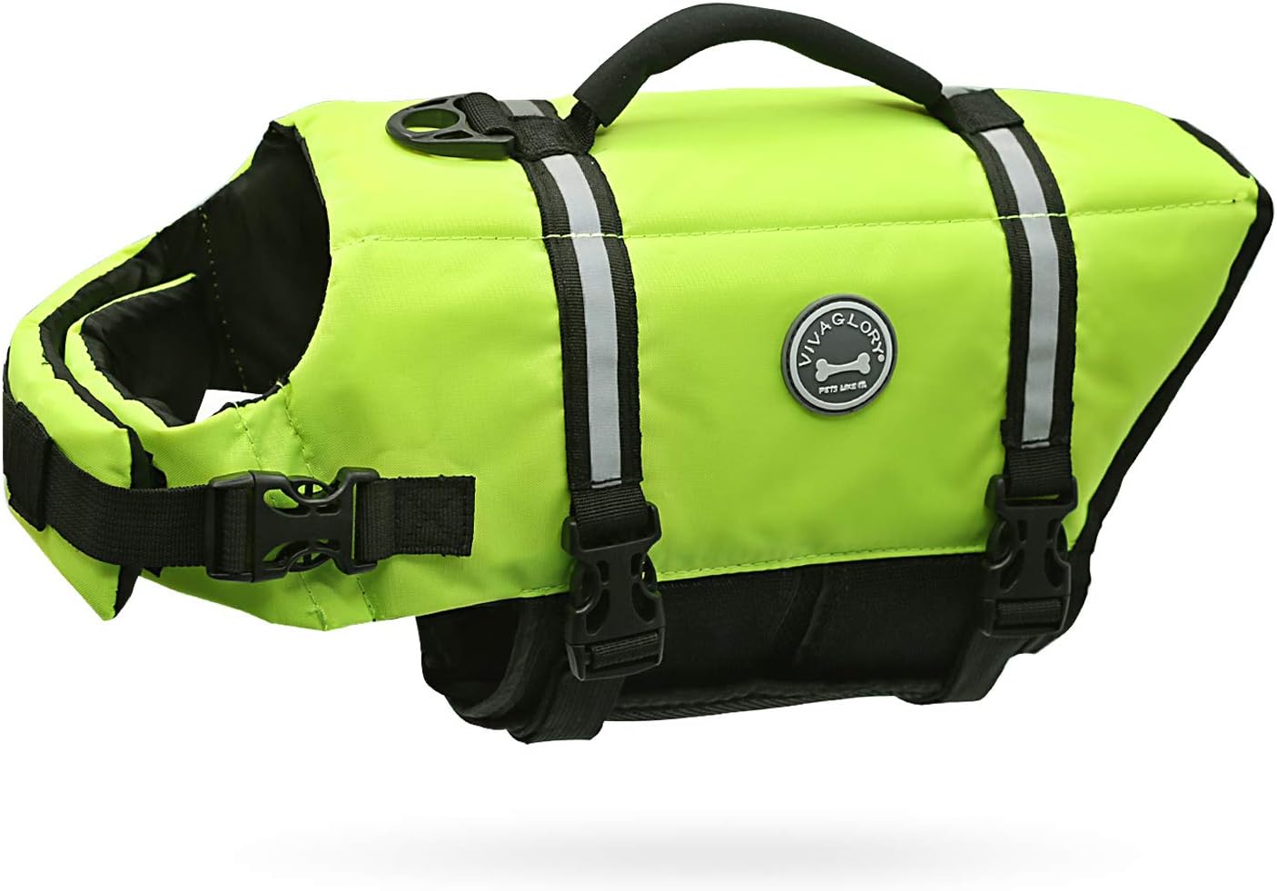 VIVAGLORY Rip Stop Dog Life Vest, Swimming Vest with Handle, Buoyancy for Doggy Puppy, Dog Life Jacket for Swimming & Boating, M, Bright Yellow