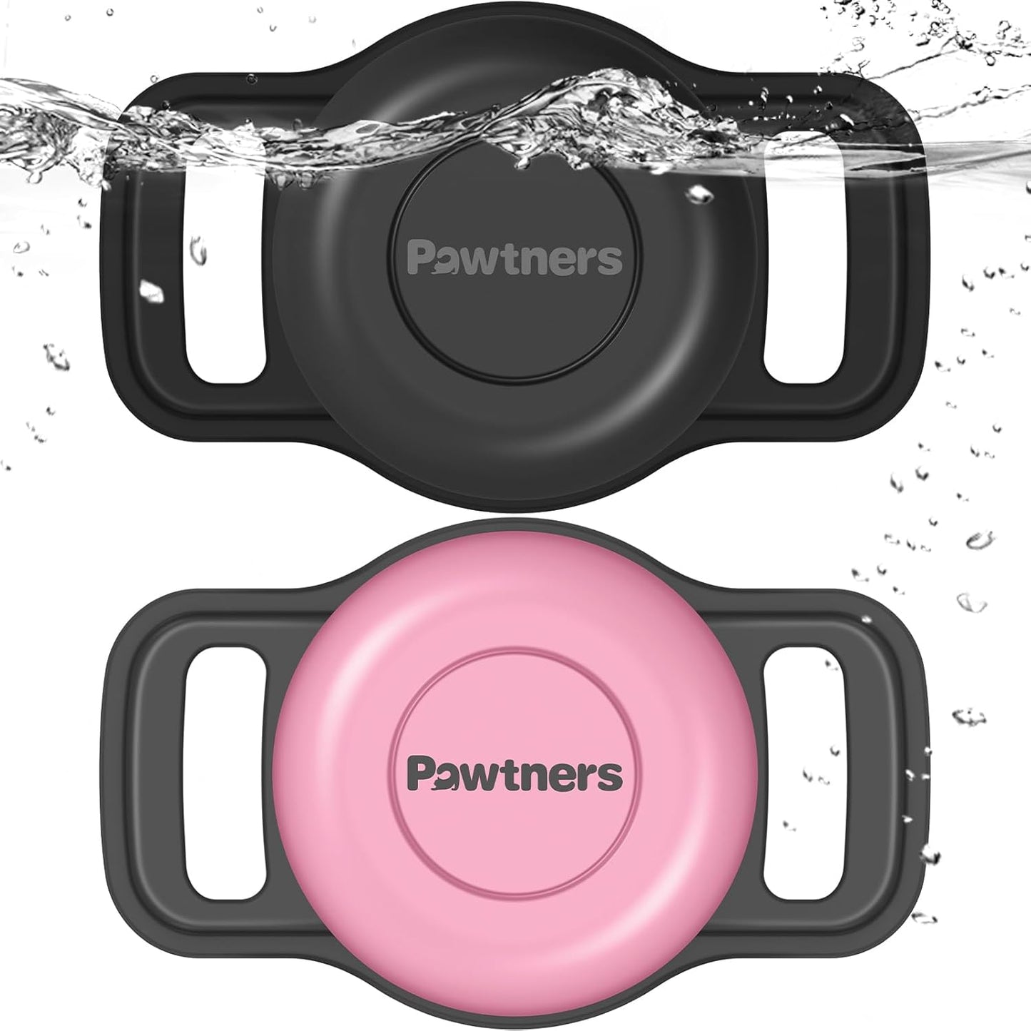 Waterproof Airtag Dog Collar Holder: 2 Pack Soft Silicone Air Tag Holder for Pet Dogs Cats Collar, IPX8 Waterproof AirTag Dog Tracker Protective Cover, Collar Holder Compatible with Apple Airtag