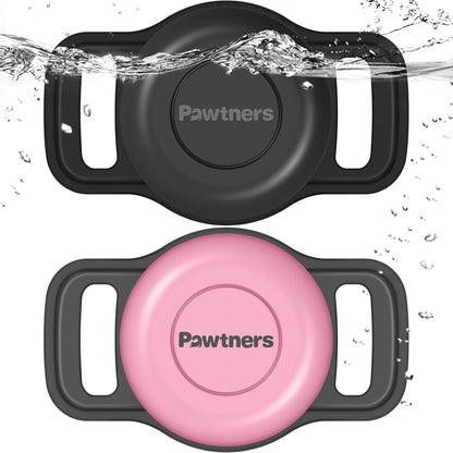 Waterproof Airtag Dog Collar Holder: 2 Pack Soft Silicone Air Tag Holder for Pet Dogs Cats Collar, IPX8 Waterproof AirTag Dog Tracker Protective Cover, Collar Holder Compatible with Apple Airtag