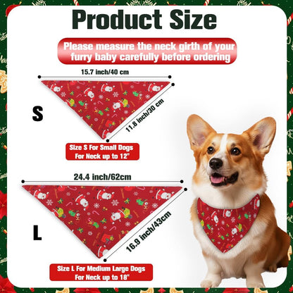 4 Pack Christmas Dog Bandana, Dog Christmas Scarf, Triangle Santa Claus Scarf Adjustable Bib for Medium Large Dogs Outfit (L)
