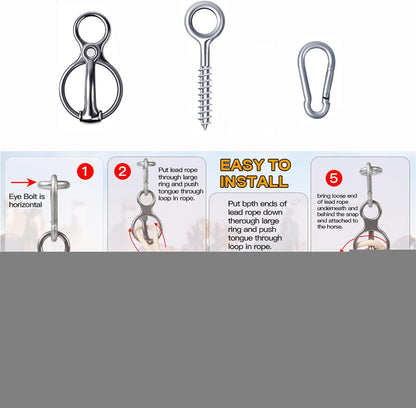 Horse Tie Ring - for Horses, Horse Tack and Supplies Animal Accessories, Animal Ties Rings Prevents Horses from Pulling Back Sturdy Stainless Steel for Horsee Care