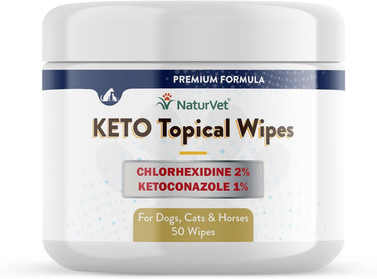 NaturVet Keto Topical Wipes for Dogs, Cats & Horses 50 Count