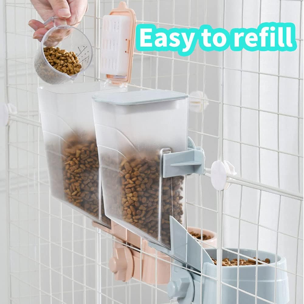 Oncpcare 1L Rabbit Cage Automatic Feeder Food Dish Small Animal Bin Feeder with Lid for Bunny Cat Ferret Chinchilla Guinea Pig