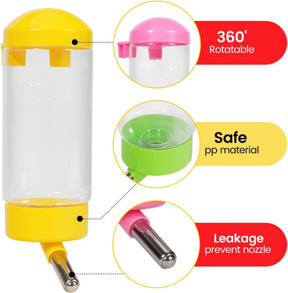 3PC 14OZ Guinea Pig Water Bottle No Drip Small Animal Water Dispenser Hanging Rabbit Water Bottle Hamster Water Feeder Bottle for Rabbit Chinchilla Squirrel Ship by Random Color