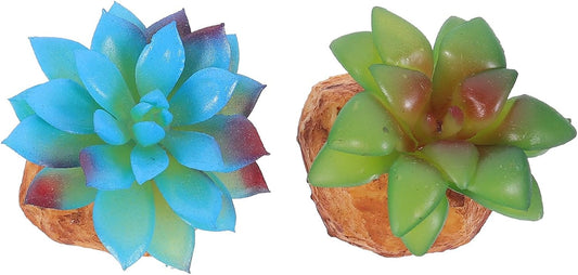 2Pcs Reptile Tank Artificial Succulent Plants Decor Set Lifelike Simulation Plants Adornment for Reptile Habitat Box Sturdy Plastic Terrarium Landscaping Accessories for
