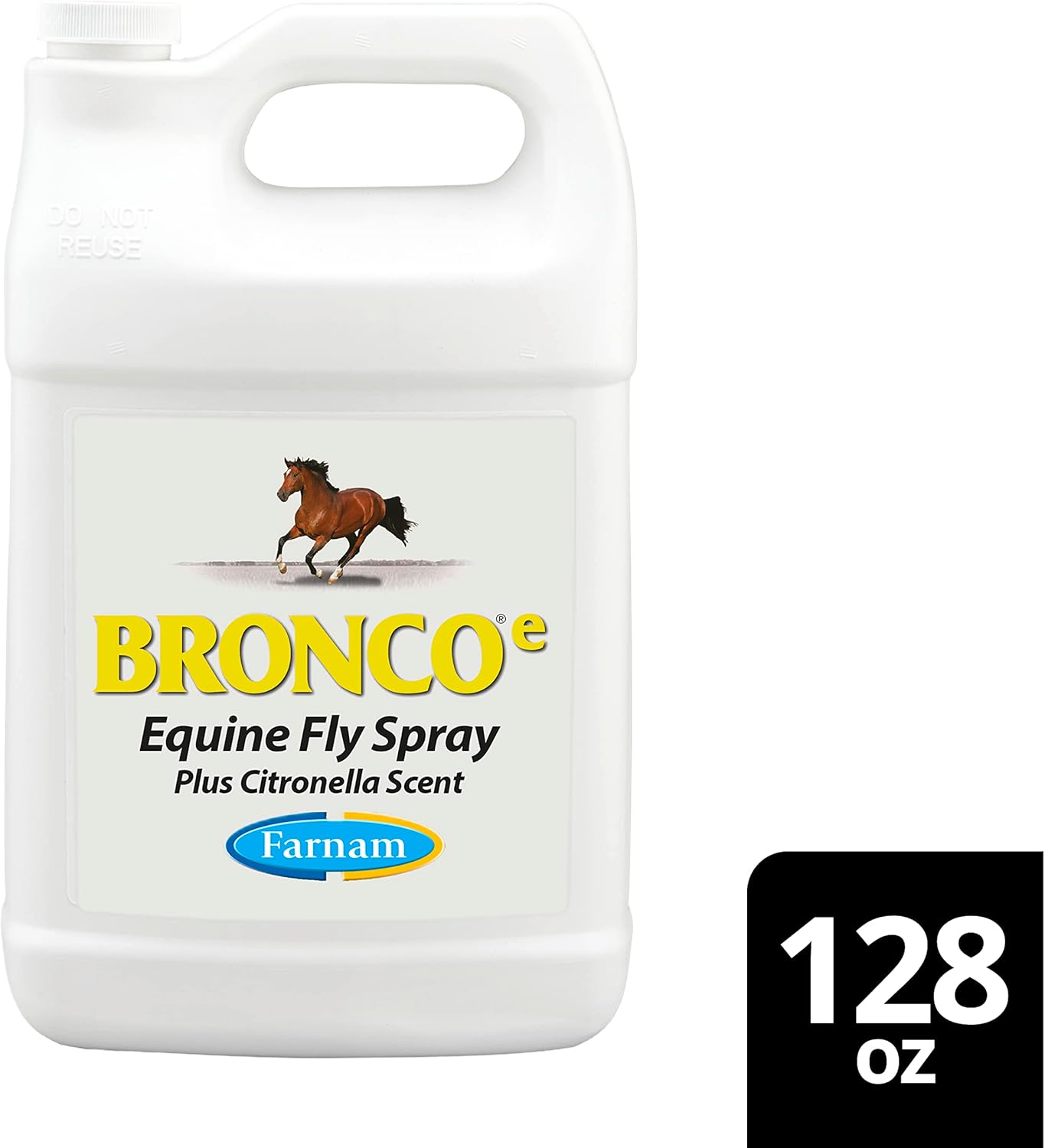 Farnam Broncoe Fly Spray Plus Citronella for Horses, Dogs & Premises – Kills Flies, Ticks, Fleas, Lice & Mosquitoes – Water-Based, Non-Oily Multi-Purpose Insecticide – 128 oz