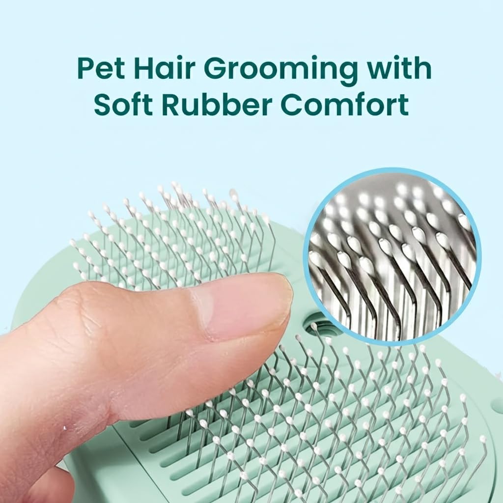 Pet Steam Brush for Dog & Cat, 3 in 1 Spray Hair Removal Comb for Shedding & Grooming, Water Brush for Long & Short Haired Pets, Includes 200ml Shampoo & USB Rechargeable Design, Green