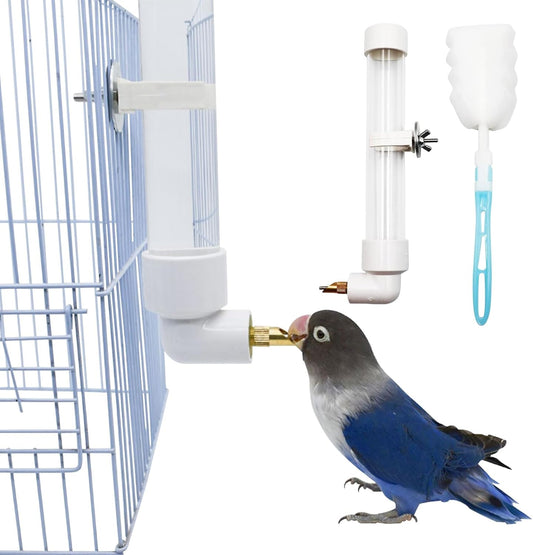 Automatic Parrot Water Dispenser - 130ML Bird Water Bottle with Cleaning Brush, Cage Accessories Drinker Bowl Fountain for Parakeet, Cockatiel, Lovebirds