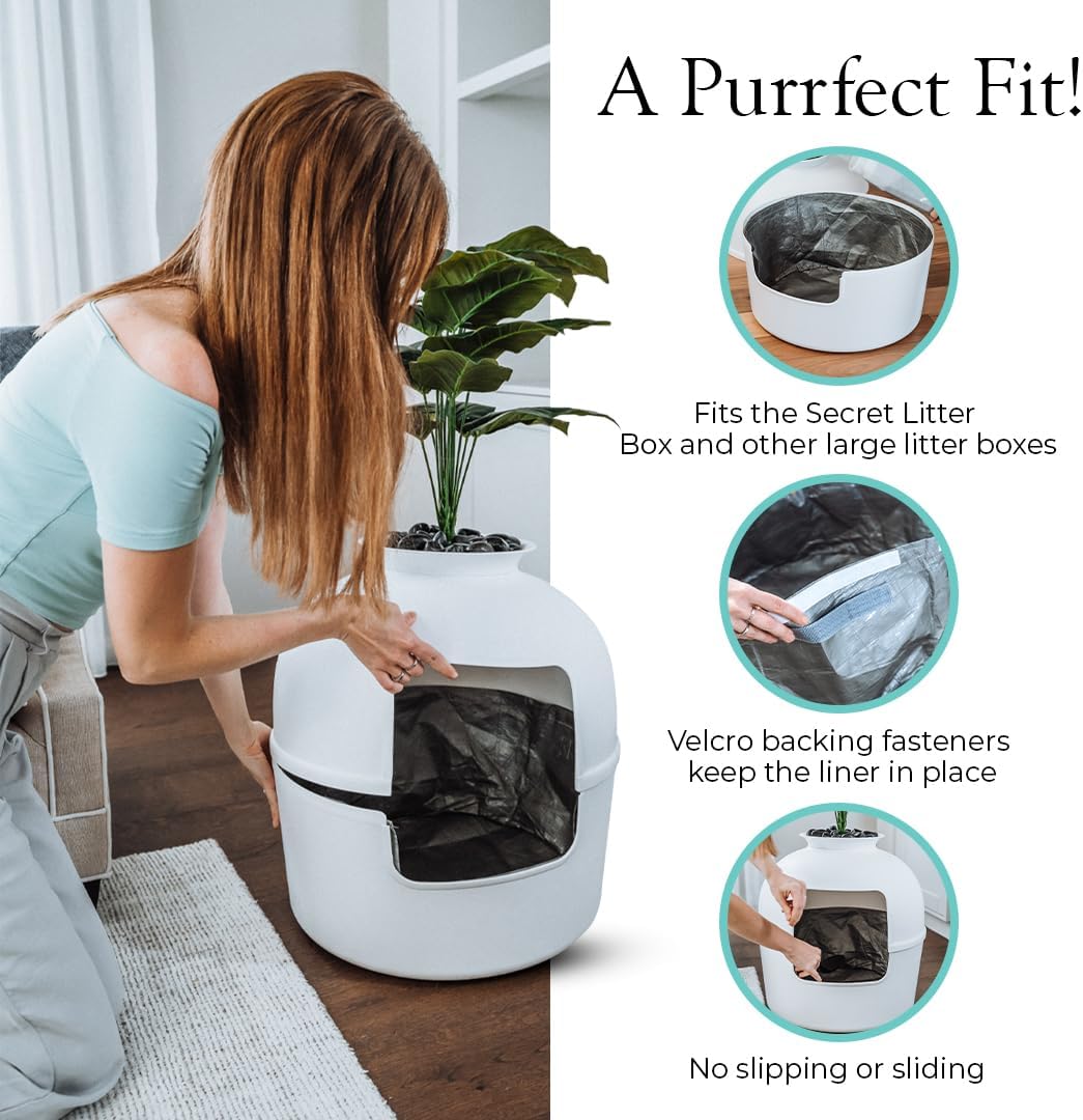 Reusable Litter Box Liners by Bundle & Bliss, 3-Pack - Easy to Clean, Non-Slip Litter Liners For Secret Litter Box - Durable Design, Waterproof, Scoop & Scratch-Resistant, Leak Proof, Machine-Washable