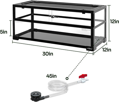 OIIBO 18 Gallon Turtle Tank, 30"×12"×12" Large Aquatic Turtle Tank Aquarium with Drainage System, Deep Leak-Proof Base Easy to Change Water Tortoise Habitat