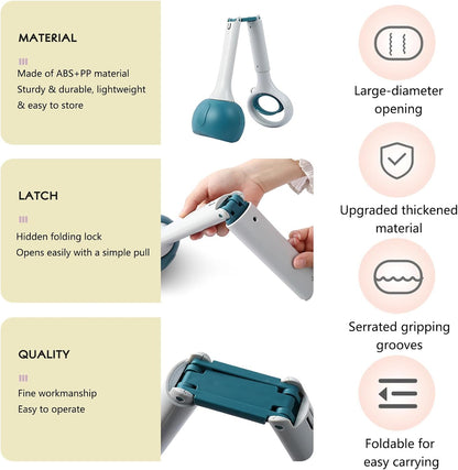 Pooper Scooper with Long Handle 28”, Heavy Duty & Foldable, No Touch Waste Pickup Tool for Large Medium Small Dogs,Portable for Lawn Grass Dirt Gravel, Includes 1 Rolls Waste Bags (Pink-Large)