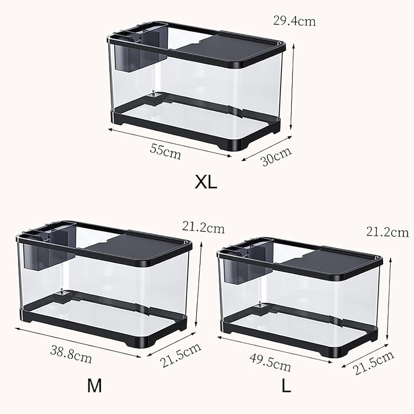 Fish Tank,Premium Tropical Aquarium Kit,Betta Fish Tank Starter Kit,Small Glass Fish Tank with Filter and LED Light Fish Aquariums,Lights & Heater Aquarium Starter Kit(X Larger)