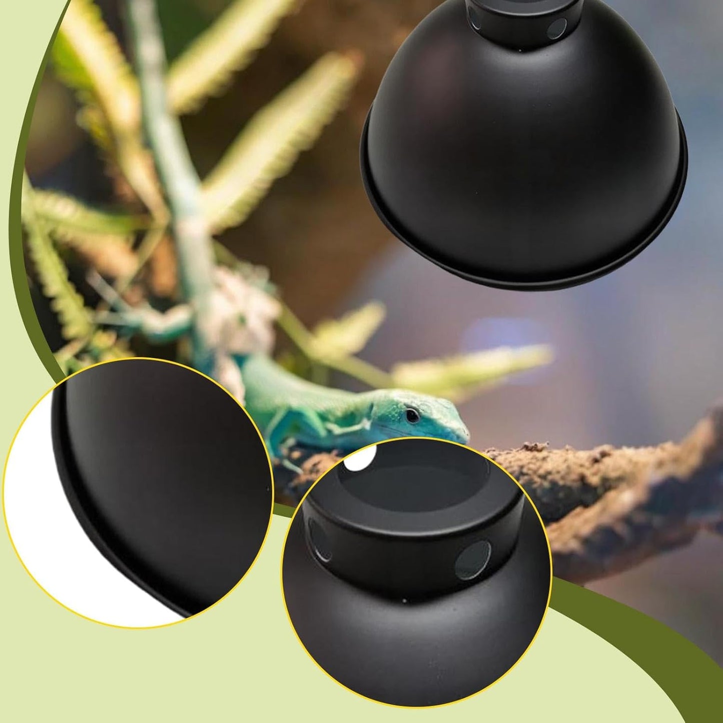 Reptile Dome Lamp Cover Lampshade Easy Installation Light Shade Replace Parts for Lizard Reptile Terrarium Habitat- 8.5in White Lining