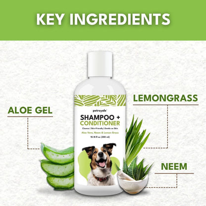 Dog Shampoo and Conditioner – Dog Shampoo for Shedding & Smelly Dogs – Aloe & Lemongrass Scent - Puppy Safe All Breeds Pet Friendly Dogs Shampoo (10.14 floz)