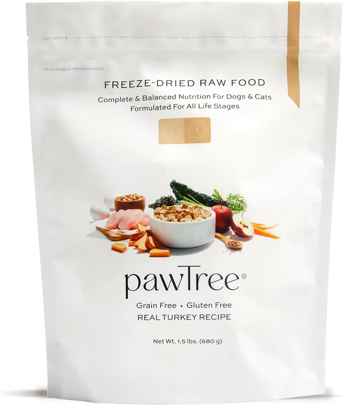 pawTree Freeze-Dried Raw Food for Dogs & Cats. Nutrient-Rich, All-Natural, Complete & Balanced Nutrition. Real Meat, Vegetables & Superfoods, Freeze-Dried for Maximum Nutrition (1.5 lbs, Turkey)