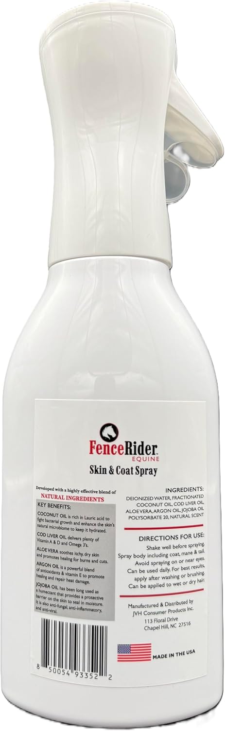 Fence Rider Skin & Coat Spray for Horses, Blend of Premium Natural Ingredients to Soothe Skin and Shine Coat, 24 oz Ready to Use (Watermelon)