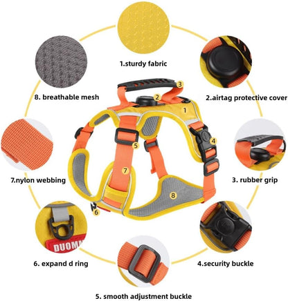 Dog Harness,Cat Harness,No Pull Dog Harness with Holder Holder fit for AirTag for Small and Medium Dogs and Cats. (Pink, M(Chest:18-24.8",Neck:(17.3-21.2"))