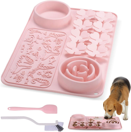Silicone Lick Mat for Dogs & Cats – Slow Feeder Dog Bowl, Non-Slip Licking Mat for Large & Small Breeds, Puzzle Feeder & Snuffle Mat for Fast Eaters, Interactive Pet Food Mat