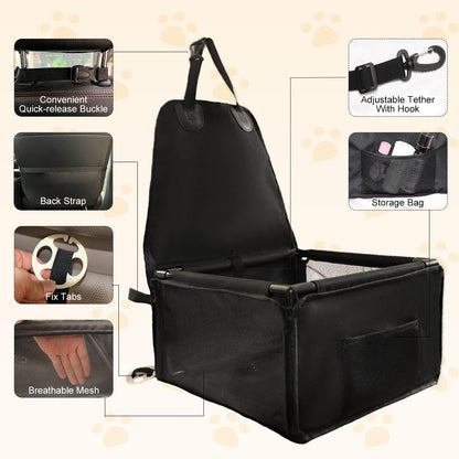 Dog Car Seats for Small Dogs,Pet Booster Seat with ，Frame Walls Extra Stable Waterproof Dog Box Car for Back and Front Seat,for Pet Up to 15 lbs